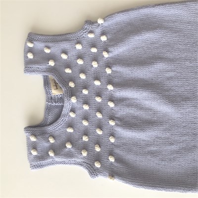Popcorn Dress, Periwinkle × Snow popcorns