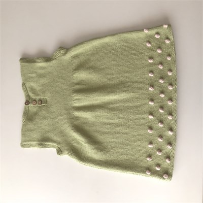 Popcorn Dress, Pistachio × Powder pink popcorns