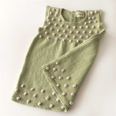 Popcorn Dress, Pistachio × Powder pink popcorns