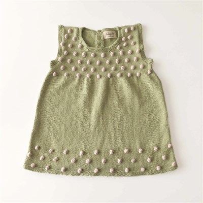 Popcorn Dress, Pistachio × Powder pink popcorns