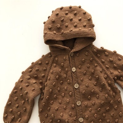 Popcorn Hoodie Cardigan, Camel
