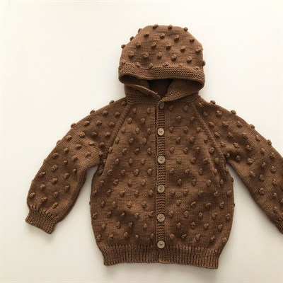 Popcorn Hoodie Cardigan, Camel