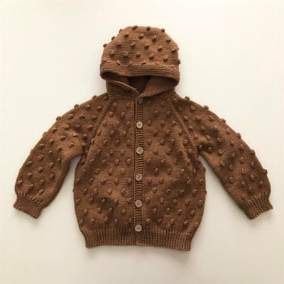 Popcorn Hoodie Cardigan, Camel