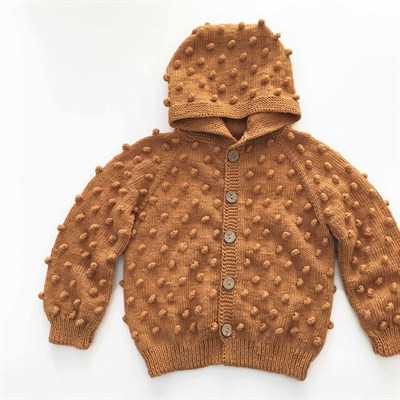 Popcorn Hoodie Cardigan, Golden Brown