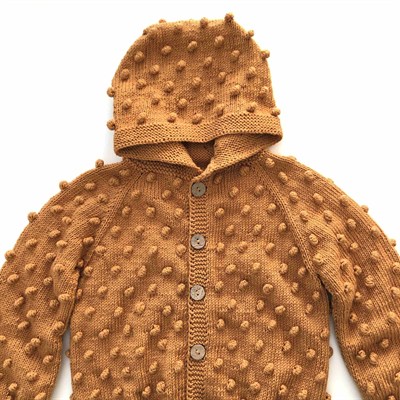 Popcorn Hoodie Cardigan, Golden Brown