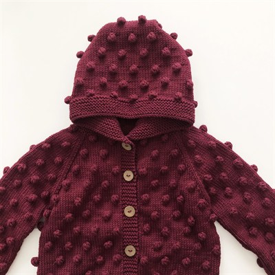 Popcorn Hoodie Cardigan, Mulberry
