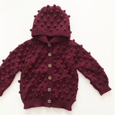 Popcorn Hoodie Cardigan, Mulberry