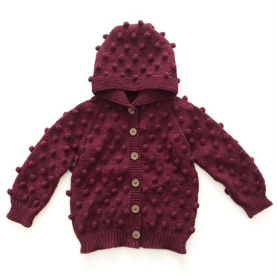 Popcorn Hoodie Cardigan, Mulberry