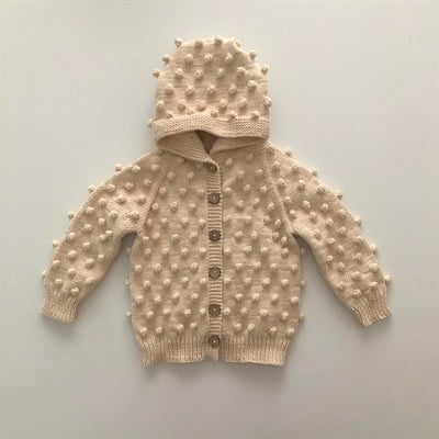 Popcorn Hoodie Cardigan, Natural