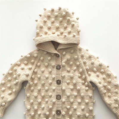 Popcorn Hoodie Cardigan, Natural