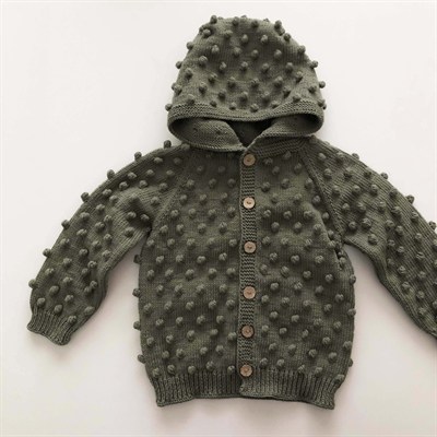 Popcorn Hoodie Cardigan, Sage