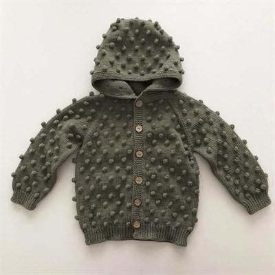 Popcorn Hoodie Cardigan, Sage