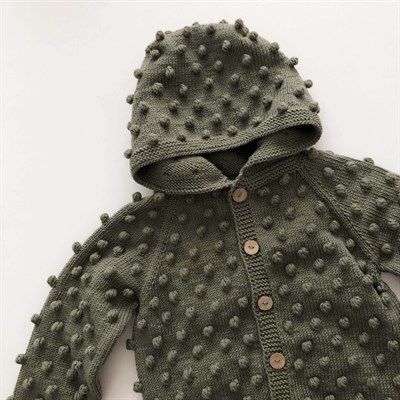 Popcorn Hoodie Cardigan, Sage