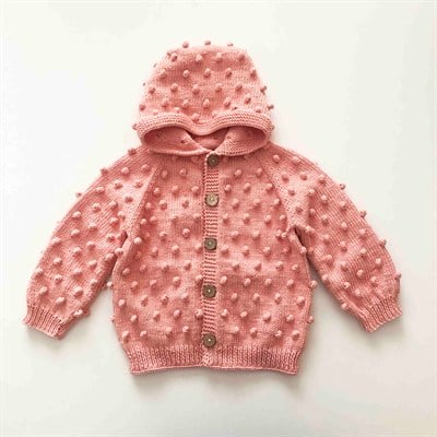 Popcorn Hoodie Cardigan, Salmon pink