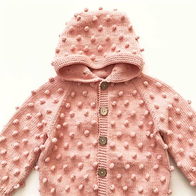 Popcorn Hoodie Cardigan, Salmon pink