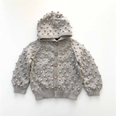 Popcorn Hoodie Cardigan, Silver