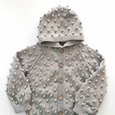 Popcorn Hoodie Cardigan, Silver