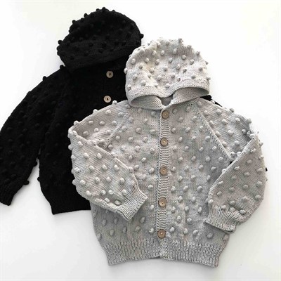 Popcorn Hoodie Cardigan, Silver