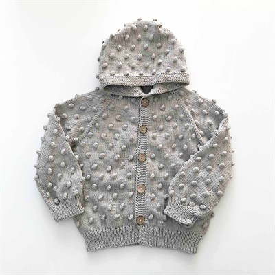 Popcorn Hoodie Cardigan, Silver