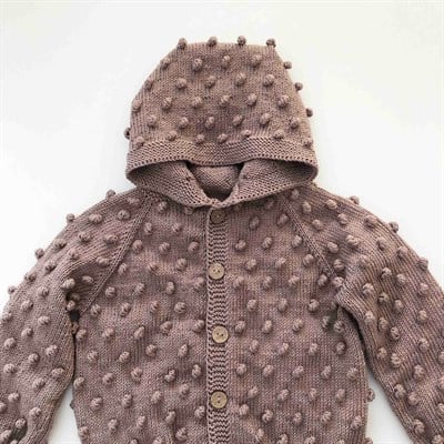 Popcorn Hoodie Cardigan, Taupe
