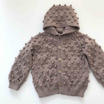 Popcorn Hoodie Cardigan, Taupe