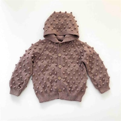 Popcorn Hoodie Cardigan, Taupe