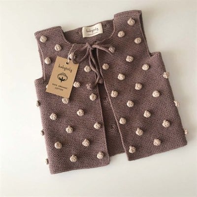 Popcorn Vest, Mink×beige popcorns