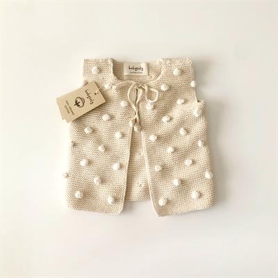 Popcorn Vest, Natural base×Snow popcorns