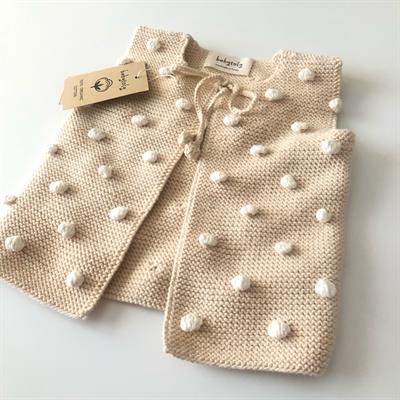 Popcorn Vest, Natural base×Snow popcorns