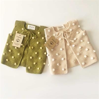 Popcorn Vest, Natural base×Snow popcorns