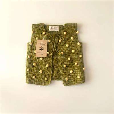 Popcorn Vest, Olive base×Canary popcorns