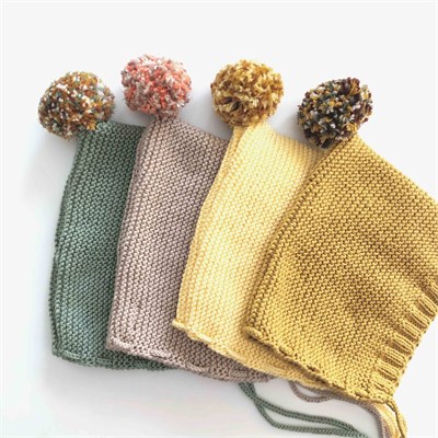 Rainbow Pompom Bonnet, Custom Color