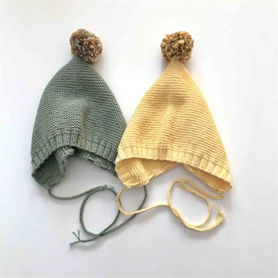 Rainbow Pompom Bonnet, Mint