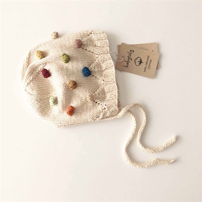 Rainbow Popcorn Bonnet, Natural