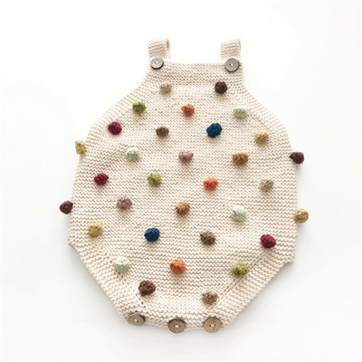 Rainbow Popcorn Romper & Bonnet Set, Natural