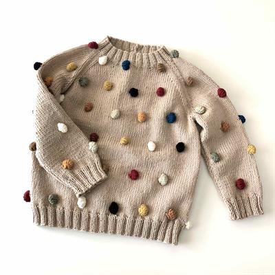 Rainbow Popcorn Sweater, Beige, Knit Stitch