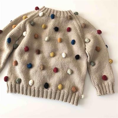 Rainbow Popcorn Sweater, Beige, Knit Stitch