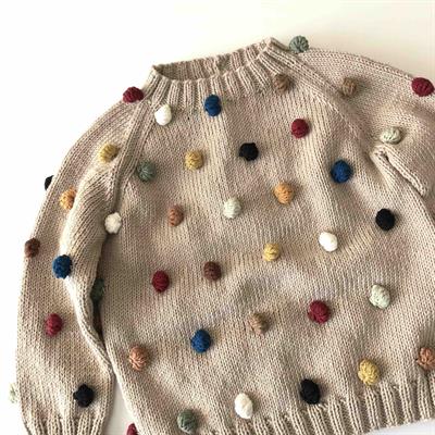 Rainbow Popcorn Sweater, Beige, Knit Stitch