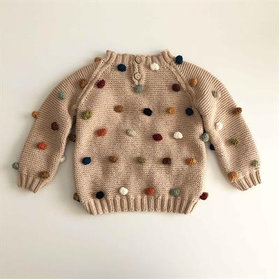Rainbow Popcorn Sweater, Ecru base, Purl Stitch