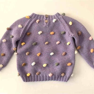 Rainbow Popcorn Sweater, Lavender base, Purl Stitch
