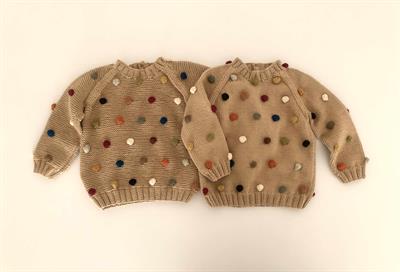 Rainbow Popcorn Sweater, Honey base, Knit Stitch