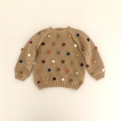 Rainbow Popcorn Sweater, Honey base, Purl Stitch
