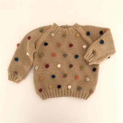 Rainbow Popcorn Sweater, Honey base, Purl Stitch