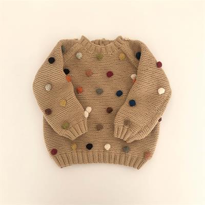 Rainbow Popcorn Sweater, Honey base, Purl Stitch