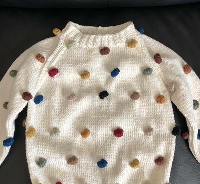 Rainbow Popcorn Sweater, Snow base, Knit Stitch