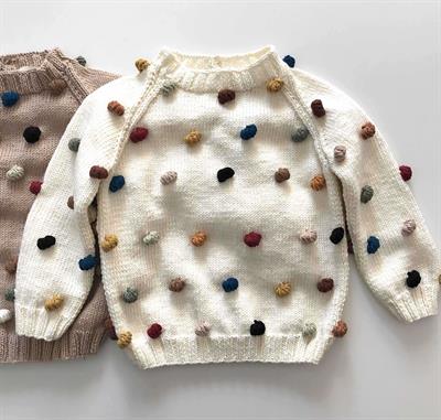 Rainbow Popcorn Sweater, Snow base, Knit Stitch