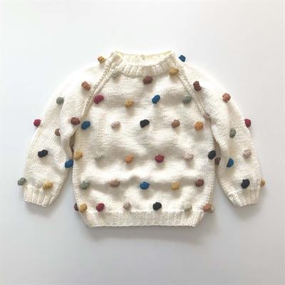 Rainbow Popcorn Sweater, Snow base, Knit Stitch