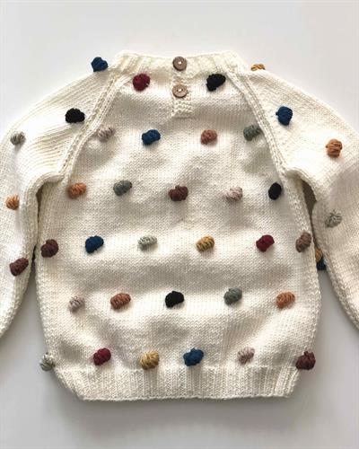 Rainbow Popcorn Sweater, Snow base, Knit Stitch