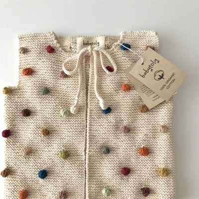 Rainbow Popcorn Vest & Beanie Set, Natural