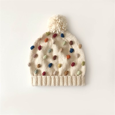 Rainbow Popcorn Vest & Beanie Set, Natural
